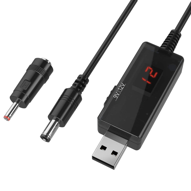 USB to 9v, 5v to 12v Step Up, DROK USB Cable DC 5V Boost to 9V 12V Voltage Converter 1A Step-up Volt Transformer Power Regulator Line with LED Display