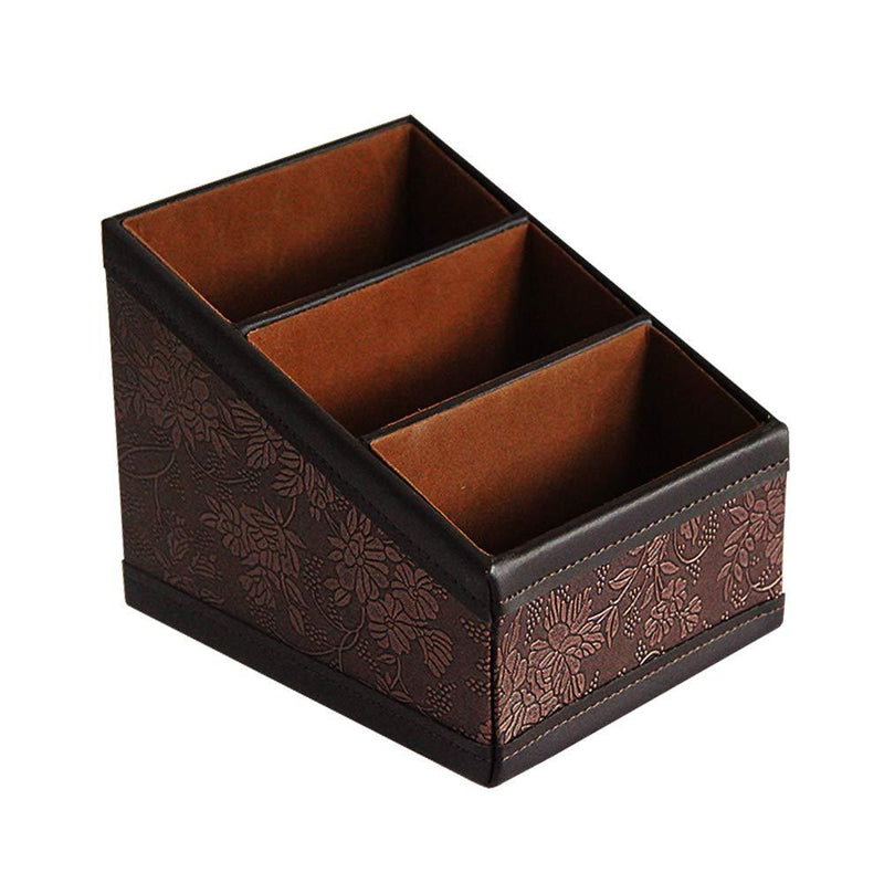 Daixers PU Leather Remote Control Holder Storage Container for TV Remote Phone Caddy Eyeglasses brown