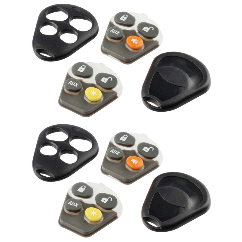 Key Fob Keyless Entry Remote shell Case & Pad fits Viper EZSDEI474V - 4 Button, Set of 2 4-Btn x 2