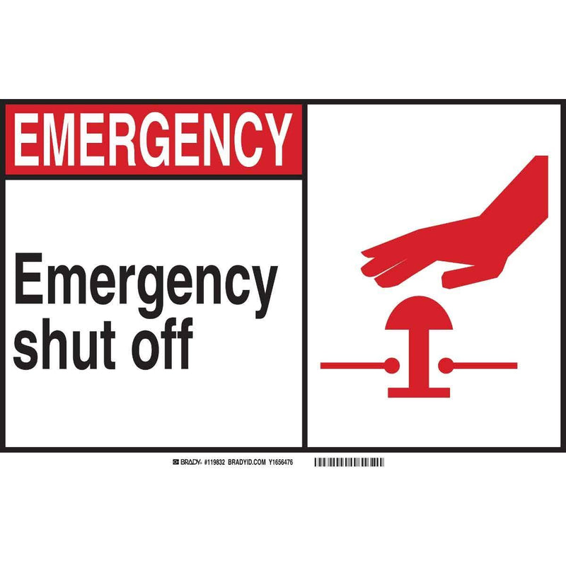 Brady 119836 Fire Emergency and Disaster Sign, Light Duty Plastic, Polystyrene, 10" x 14" x 0.06", Black/Red/White