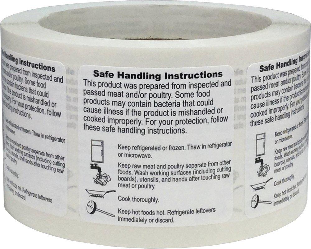 Safe Handling Instruction Labels for Food Rotation Restaurant Deli Grocery Store Labels 2 x 2 Inch 500 Total Stickers