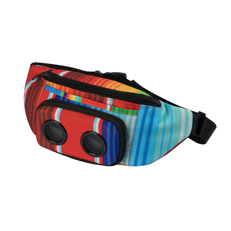Fannypack with Speakers. Bluetooth Fanny Pack for Parties/Festivals/Raves/Beach/Boats. Rechargeable, Works with iPhone & Android. (Rainbow, 2021 Edition)
