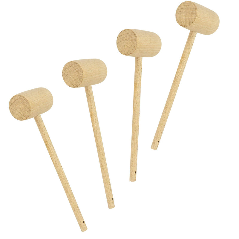 Southern Homewares Wooden Crab Mallet Seafood Lobster Shellfish Cracker Hardwood Hammer Set of 4