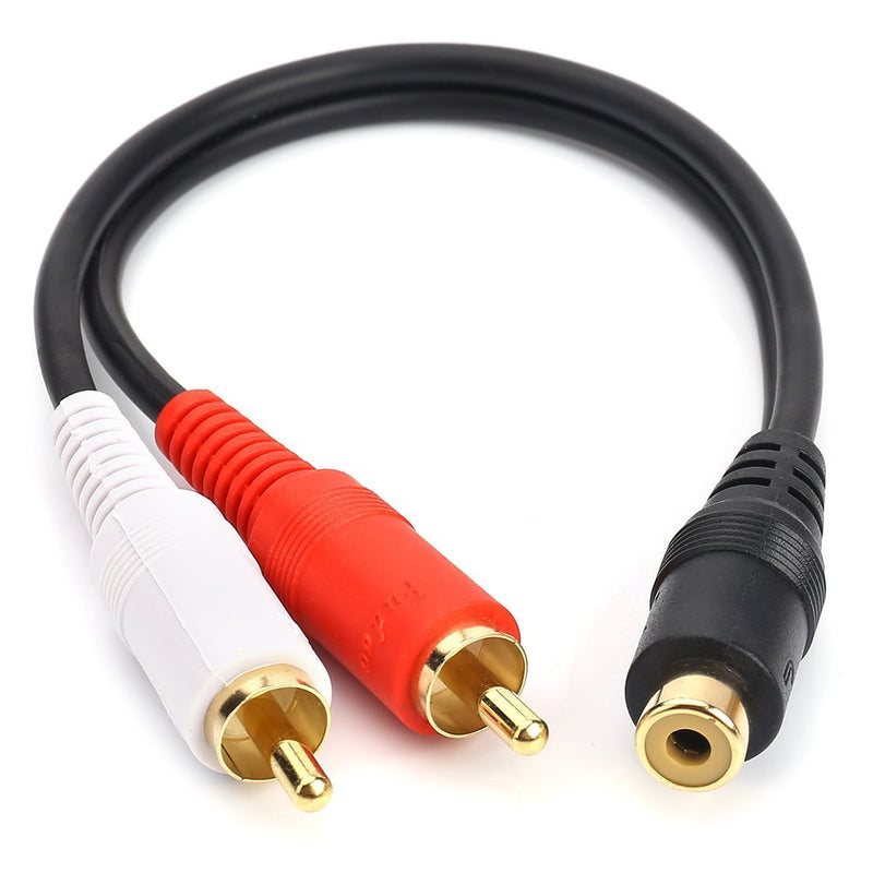 RCA Female to 2 RCA Male Y-Cable Stereo Audio Cable with OFC Conductor Dual Shielding Gold Plated Metal Shell Flexible PVC Jacket (0.2M/0.5FT)