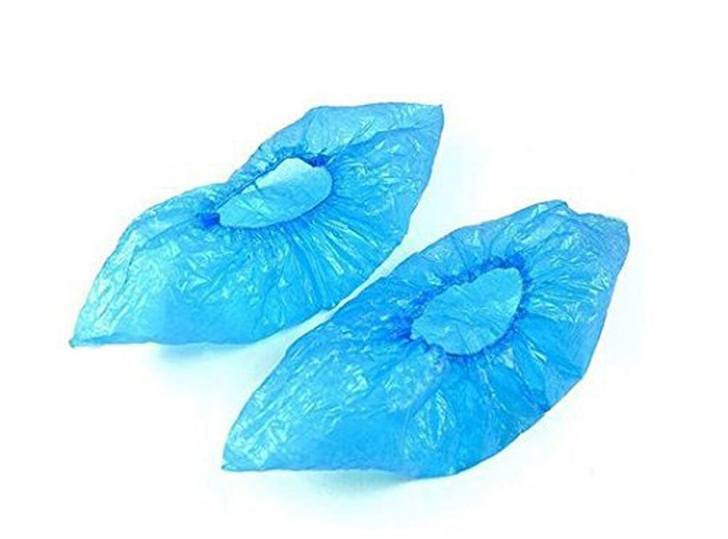 100Pcs/50 Pairs Plastic Disposable Shoe Covers Universal Size for Lab Medical Home Use (Blue)