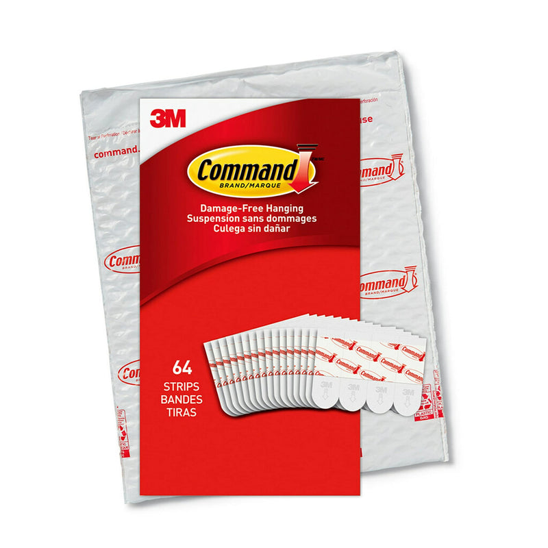 Command Small Refill Replacement Strips, White, 64-Strips - Easy to Open Packaging 64 Refill Strips