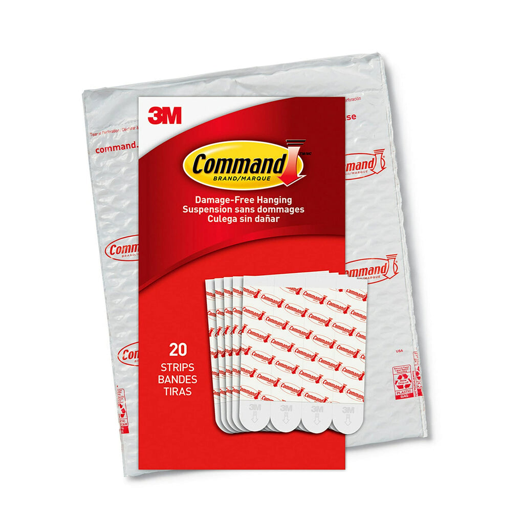 Command Large Refill Replacement Strips for Indoor Hooks, White, 20-Strips - Easy to Open Packaging 20 Strips Refill Strips