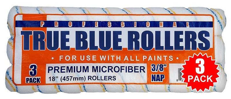 True Blue 18" Professional Paint Roller Covers, Best for All Types of Paint (3, 3/8" Nap)