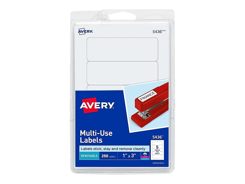 Avery 166223 Laser/Inkjet Multipurpose Labels 1-Inch x 3-Inch White 5 Labels/Sheet