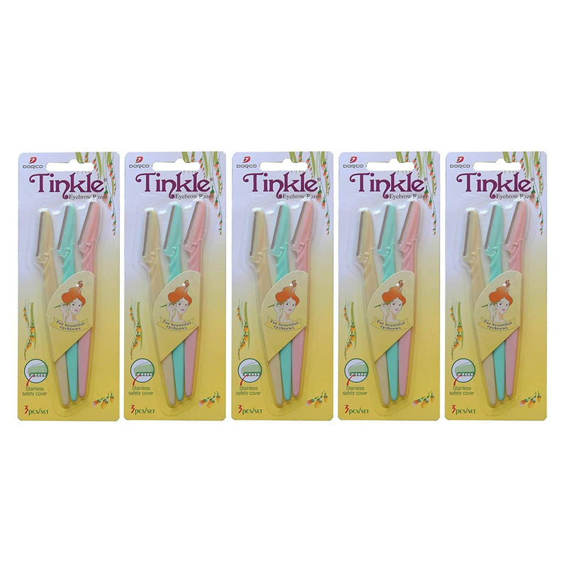 TINKLE DORCO EYEBROW RAZOR, 5 PACKS (15 RAZORS) 15 Razors