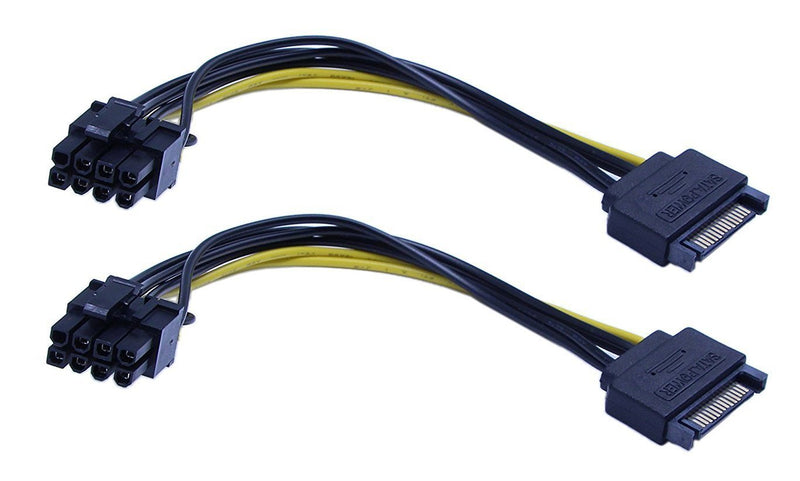 zdyCGTime 15-Pin SATA Male to 8 Pin (6+2 Pin) PCI-Express Female Video Card Power Adapter Cable(20CM/8inch)