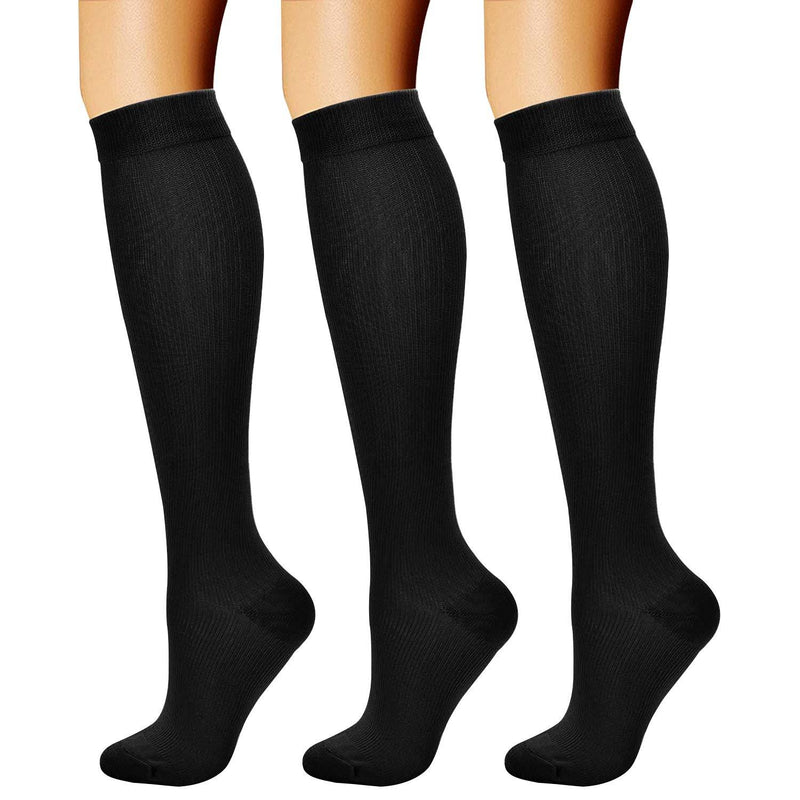 CHARMKING Compression Socks for Women & Men Circulation (3 Pairs)15-20 mmHg is Best Support for Athletic Running Cycling Small-Medium 01 Balck