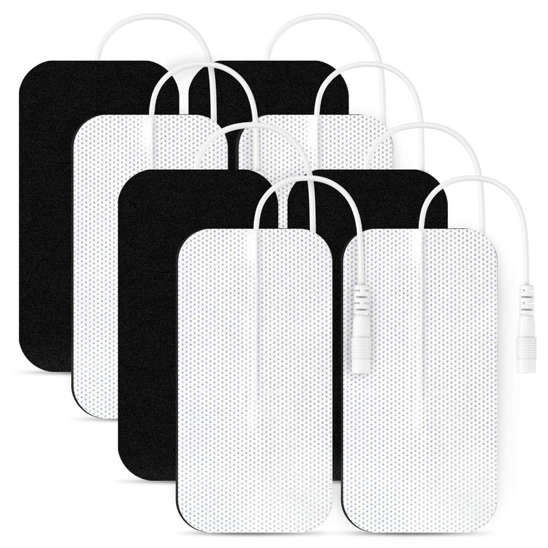 AUVON TENS Unit Pads 2"X4" 8 Pcs, 3rd Gen Latex-Free Rectangular Replacement Pads Electrode Patches with Upgraded Self-Stick Performance for Electrotherapy A-white