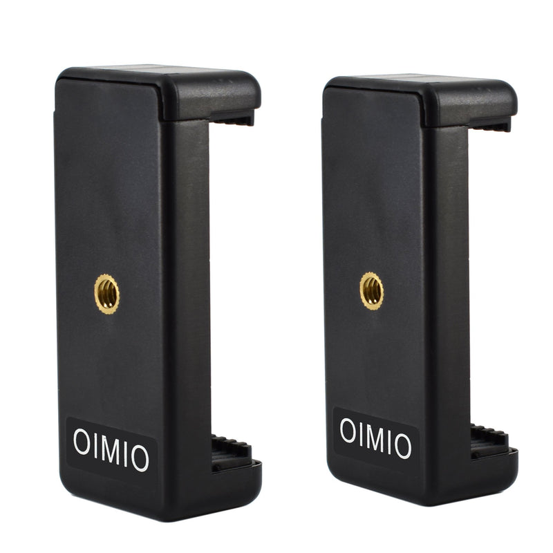 Universal Cell Phone Tripod Mount Adapter, OIMIO Phone Holder Clip Connector Head Used for Monopod Selfie Stick DSLR Travel Mini Flexible Tripod and More(2 Pack) 2pack black