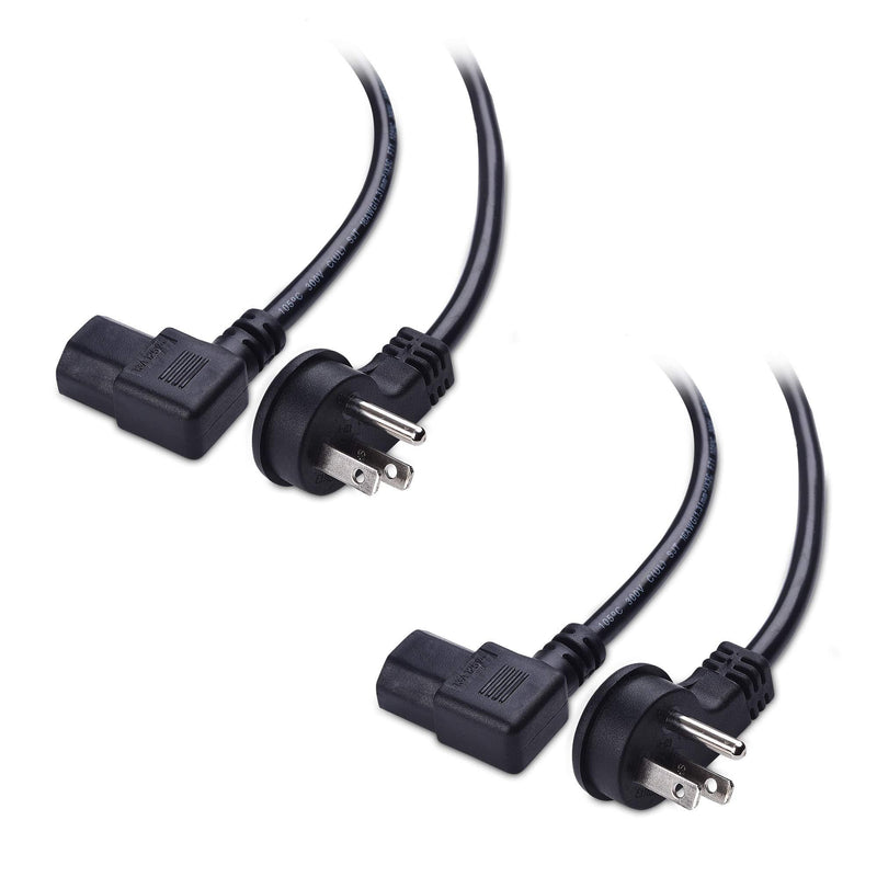Cable Matters 2-Pack 16 AWG Low Profile Right Angle Power Cord (Power Cable) 6 Feet (NEMA 5-15P to Angled IEC C13) 6 ft