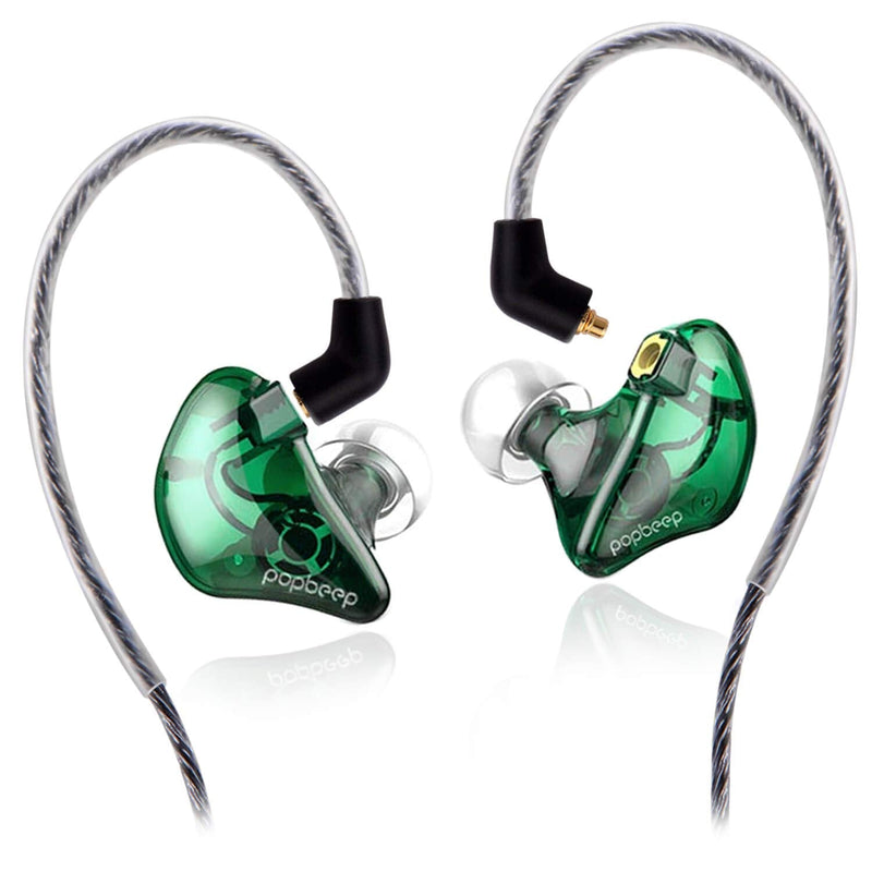 BASN Bsinger+PRO in Ear Monitor for Musicians with MMCX Replaceable Cables; Noise-Isolating and Universal-Fit (Green) Green