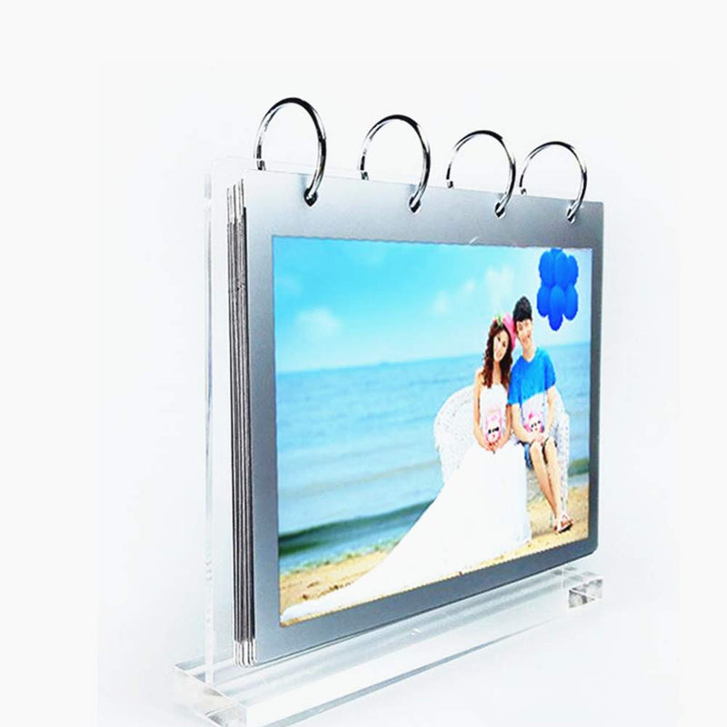 Clear Acrylic Self Standing Frame,Display Photos On Both Sides,Vertical Stand and Horizontal Display Menu Holders,PVC Folder 7 Shows 14 Photos Photography Studio/Album(4x6")