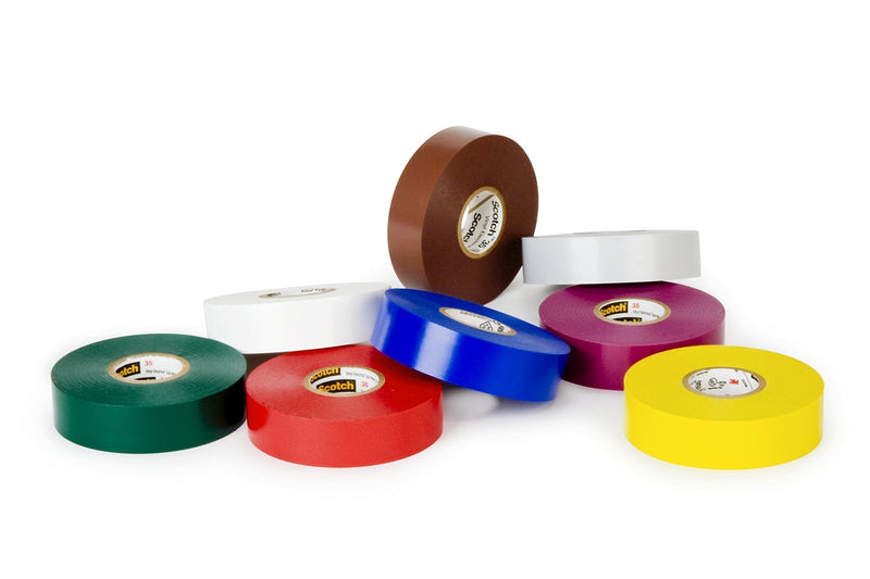 3M Scotch Vinyl Color Coding Electrical Tape 35, 1/2" x 20', Multi-Color