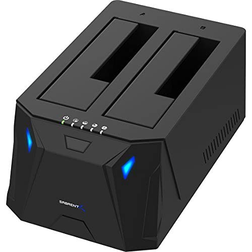 Sabrent USB 3.0 to SATA I/II/III Dual Bay External Hard Drive Docking Station for 2.5 or 3.5in HDD, SSD with Hard Drive Duplicator/Cloner Function [10TB Support] (EC-HD2B) 2 BAY