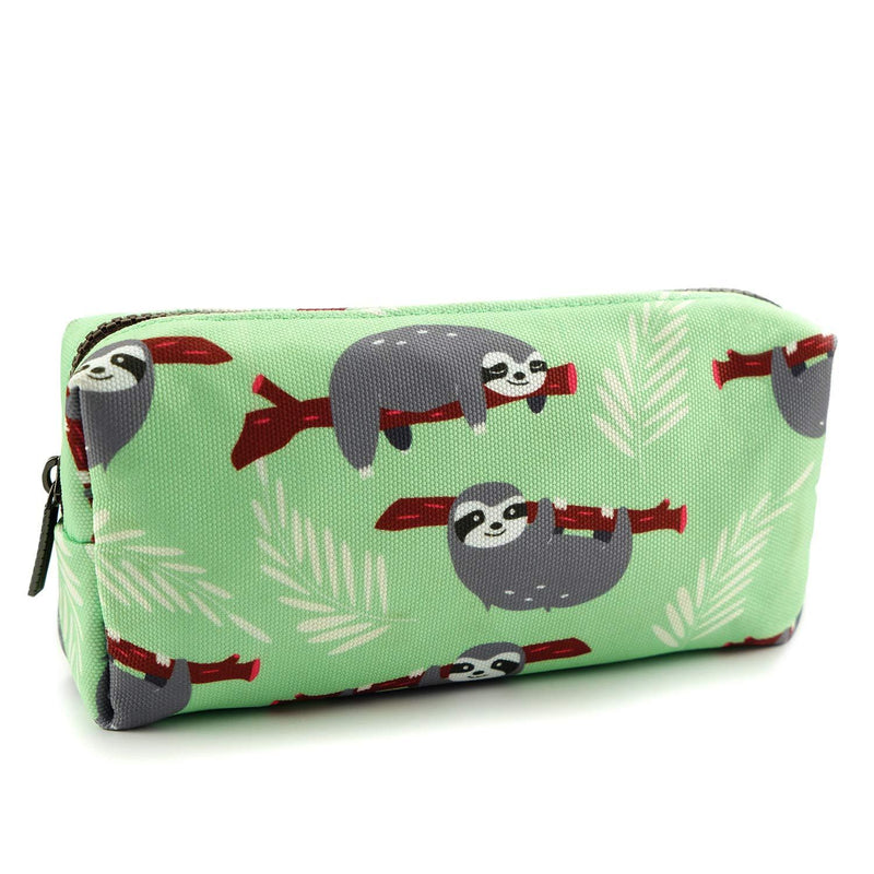 LParkin Sloth Students Super Large Capacity Canvas Pencil Case Pen Bag Pouch Stationary Case Makeup Cosmetic Bag (Green) Green