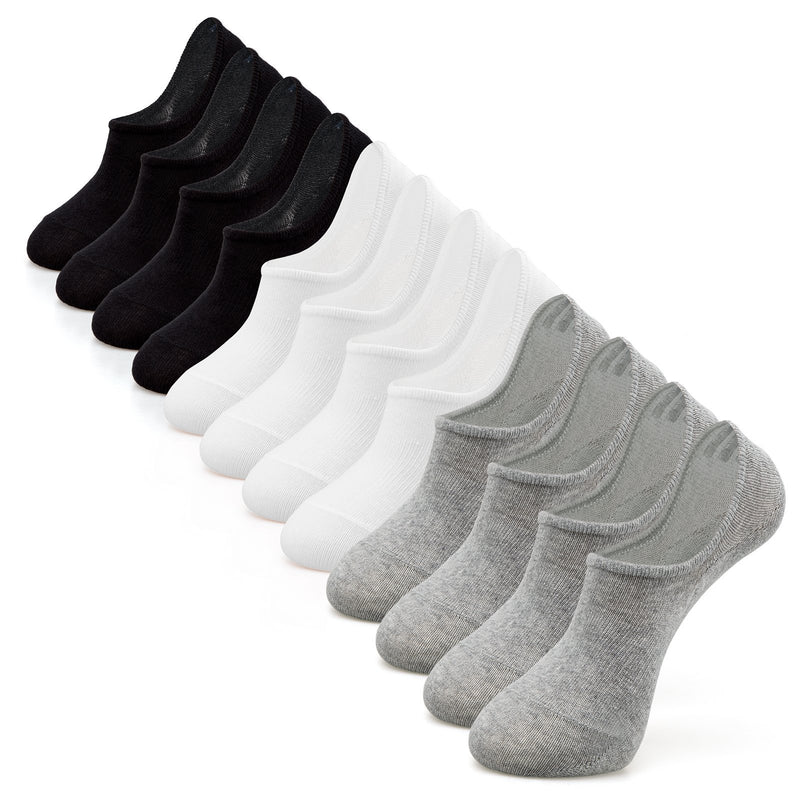 IDEGG Women and Men No Show Socks Low Cut Anti-slid Cotton Athletic Casual Socks A_6 Pairs(2 Black+2 Gray+2 White) Small