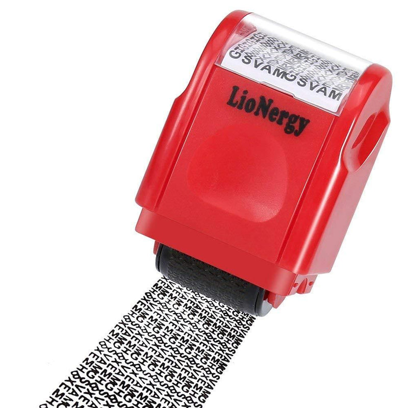 Identity Protection Roller Stamp Lionergy Wide Roller Identity Theft Prevention Security Stamp (Red Roller Stamp)