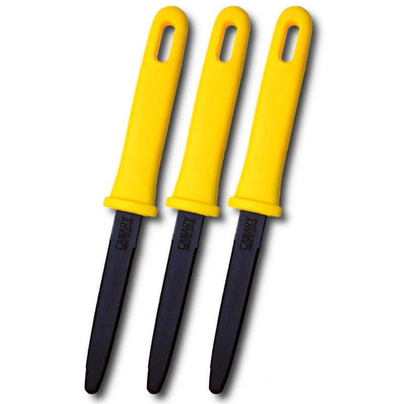 CANARY Corrugated Cardboard Cutter Dan Chan, Safety Box Cutter Knife [Non-Stick Fluorine Coating Blade], Made in JAPAN, Yellow (DC-190F-1) (Bulk 3 pcs)