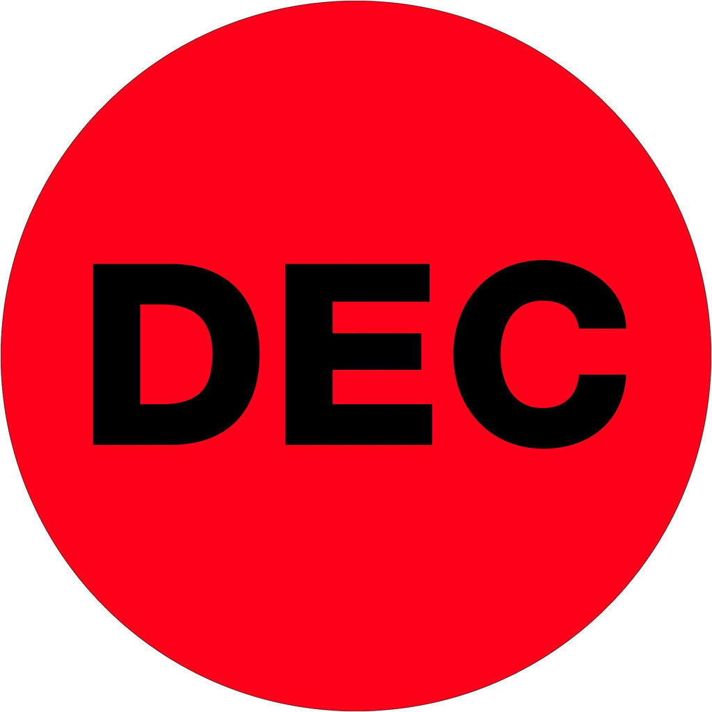 Ship Now Supply SNDL6734 Tape Logic Months of The Year Labels,"DEC", 1" Circle, Fluorescent Red (1 Roll of 500 Labels)