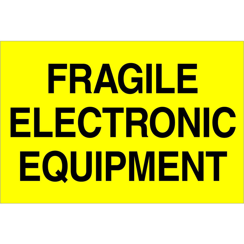 Ship Now Supply SNDL1193 Tape Logic Labels,"Fragile - Electronic Equipment", 2" x 3", Fluorescent Yellow (1 Roll of 500 Labels)