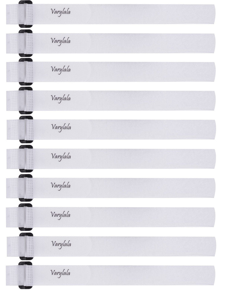 10 Pcs Versatile Hook and Loop Securing Straps Tie Downs Fastening Stabilizer Straps (1''x24'') (White)
