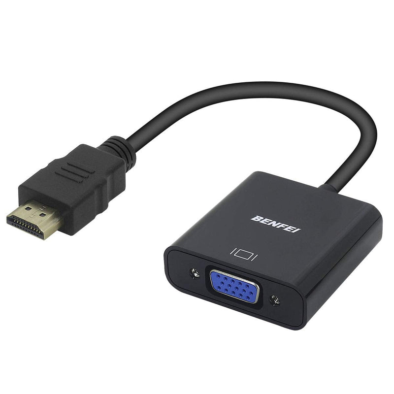 HDMI to VGA, Benfei Gold-Plated HDMI to VGA Adapter (Male to Female) Compatible for Computer, Desktop, Laptop, PC, Monitor, Projector, HDTV, Chromebook, Raspberry Pi, Roku, Xbox and More - Black 1