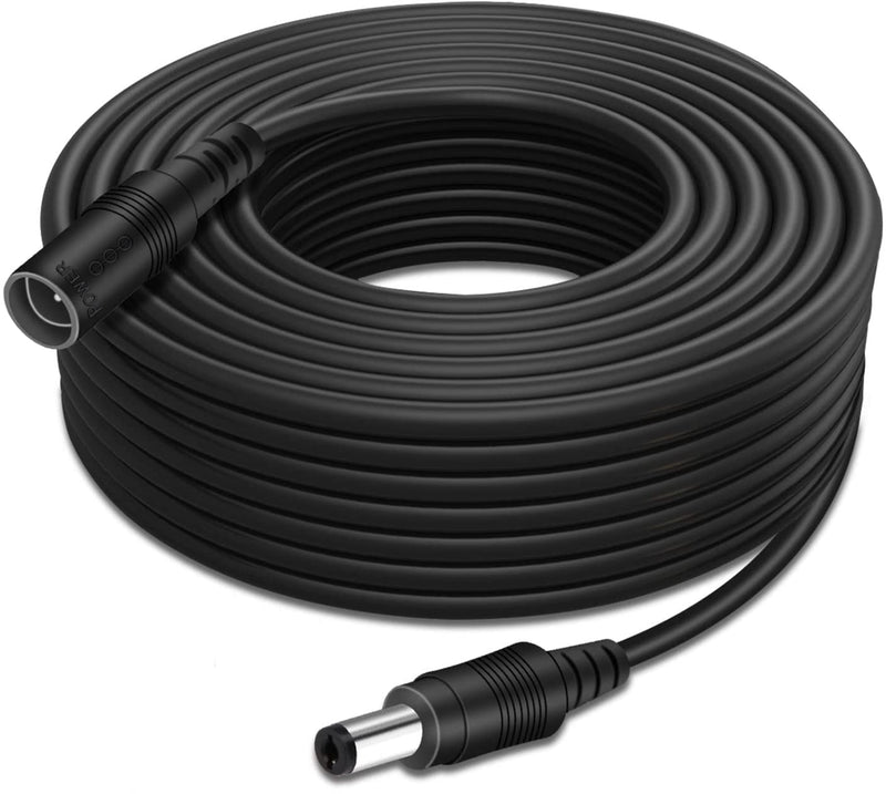 WildHD DC Power Extension Cable 33ft 2.1mm x 5.5mm Compatible with 12V DC Adapter Cord for CCTV Security Camera IP Camera Standalone DVR (5.5mm DC Plug 33ft Black)