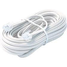 Bistras 25 Ft 4C Telephone Extension Cord Cable Line Wire, for Any Phone, Modem, Fax Machine, Answering Machine, Caller ID, White 25 Feet