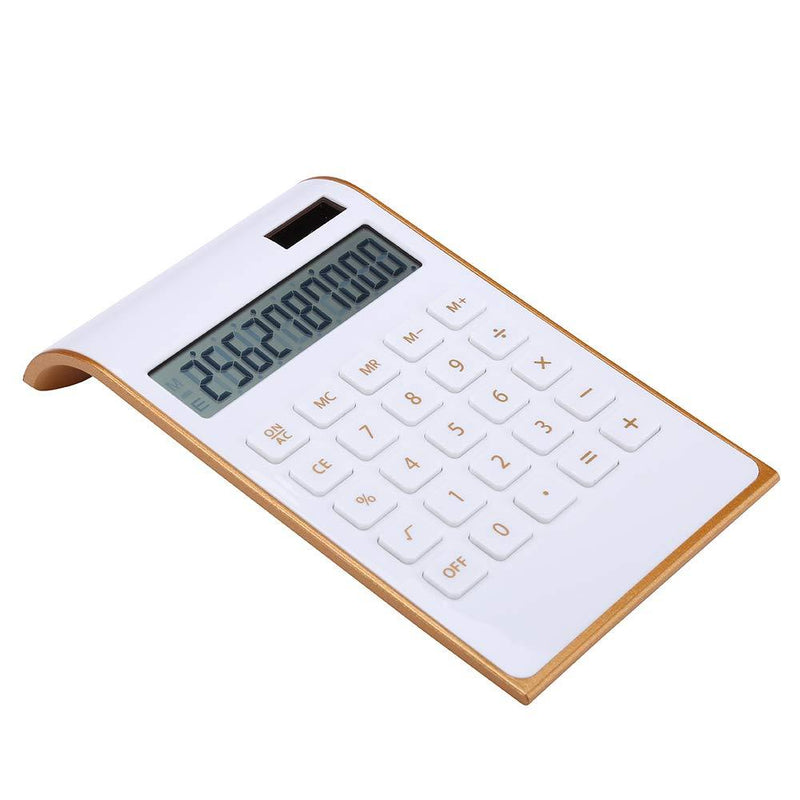 Calculator, Slim Elegant Design, Office/Home Electronics, Dual Powered Desktop Calculator, Solar Power, 10 Digits, Tilted LCD Display, Inclined Design, White (Slim2) Original version