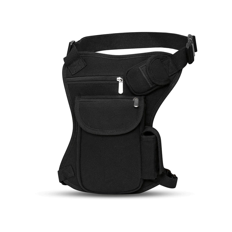 SEALINF Canvas Waist Bag Fanny Pack Racing Drop Leg Bag Motorcycle Outdoor Bag black
