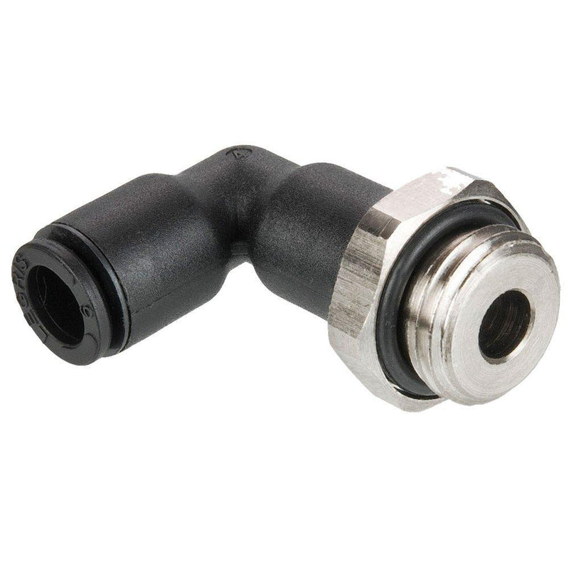 Parker 369PLPX-6M-4G-pk10 Composite Push-to-Connect Fitting, Tube to Pipe, Glass Reinforced 6.6, Push-to-Connect and BSPP Extended 90 Degree Elbow, 6 mm and 1/4", Nylon (Pack of 10)