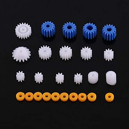 26pcs Plastic Spindle Worm Gear Set Assorted Plastic Shaft for Aircraft Car Model DIY Robot Gear Kit White Blue Spindle Gears 2MM/2.3MM/3MM/3.17MM/4MM