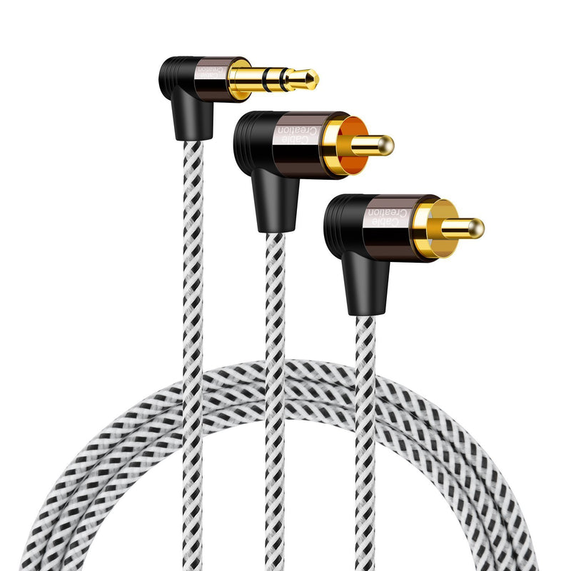 3.5mm to RCA Cable 3FT, CableCreation Angle RCA to 3.5mm Cable, 2RCA Male to 3.5mm Male Stereo Y Splitter Adapter Compatible with Phones, Laptop, HDTV, Speaker, Home Theater, Bluetooth Receiver 3.3 Feet