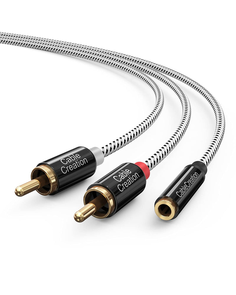 3.5mm to RCA Cable,CableCreation 20CM 3.5mm Female to 2RCA Male Stereo Audio Cable Gold Plated for TV,Smartphones, MP3, Tablets, Speakers,Home Theater,0.75FT 0.75Ft