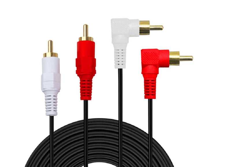 2RCA Cable,3ft Gold Plated 90 Degree Right Angle 2-Male to 2-Male RCA Audio Cable (3FT) 3FT