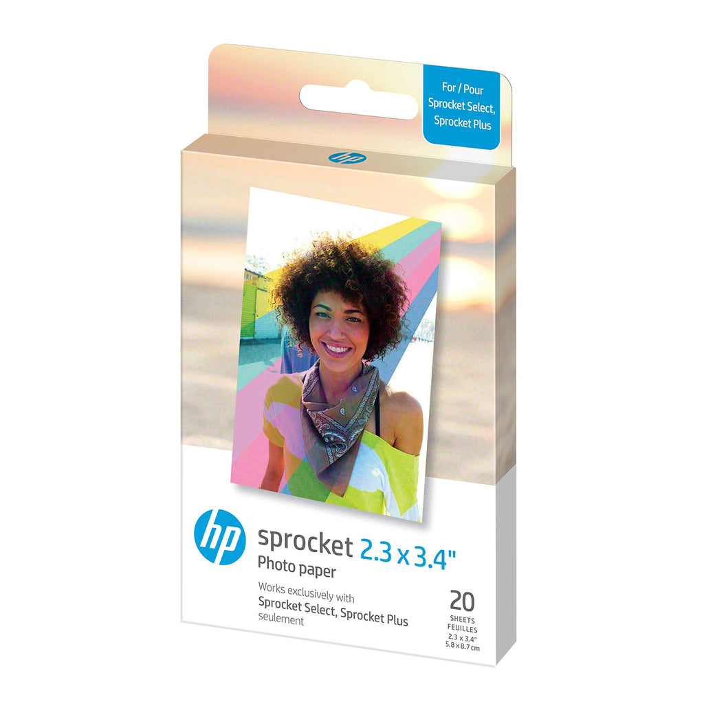 HP Sprocket 2.3 x 3.4" Premium Zink Sticky Back Photo Paper (20 Sheets) Compatible with HP Sprocket Select and Plus Printers. 20 Sheets Zink Paper