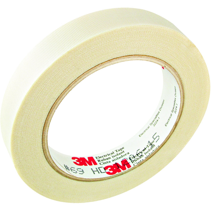 3M 69 Glass Cloth Electrical Tape, 1/2" x 66', White, 1/Case, 3M Stock# 7000145501