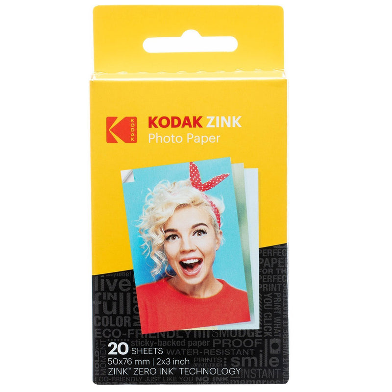 Kodak 2"x3" Premium Zink Photo Paper (20 Sheets) Compatible with Kodak Smile, Kodak Step, PRINTOMATIC 20 Pack Print Photo Paper