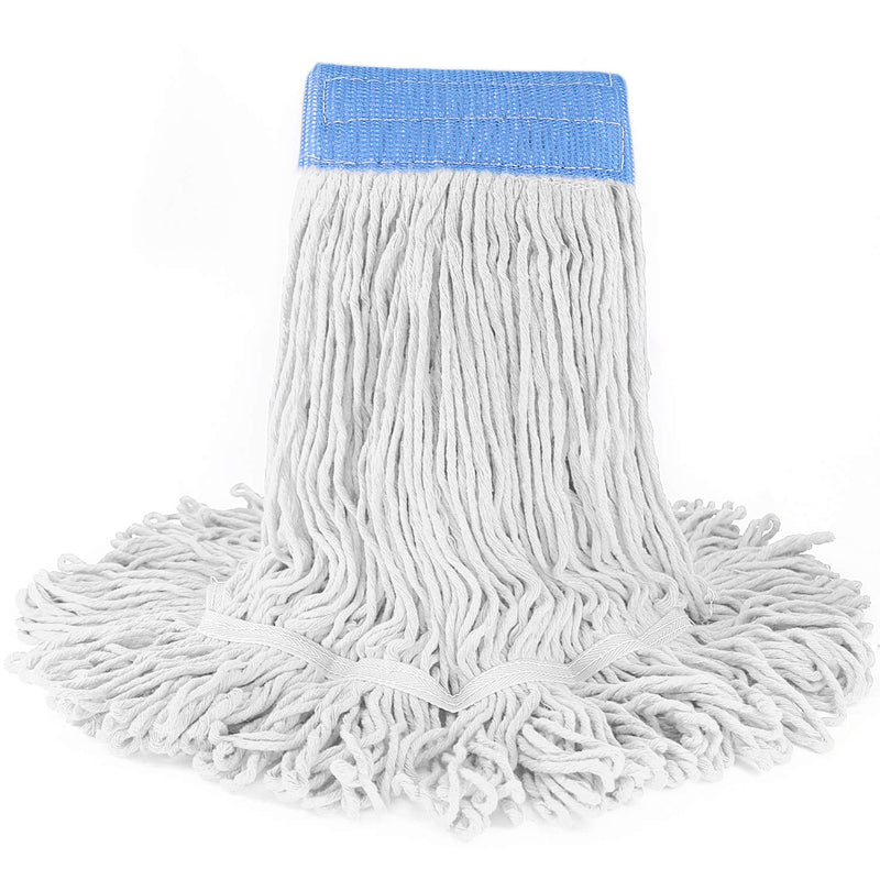 Loop-End Commercial String Mop Head, 6 Inch Headband, Mop Head Replacement for Home, Industrial and Commercial Use (White) White