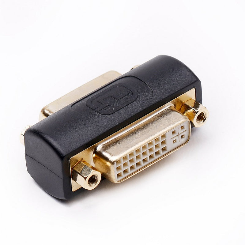 DVI Coupler Female to Female Gender Changer Bulkhead Mount Adapter (Black Gold Plated)