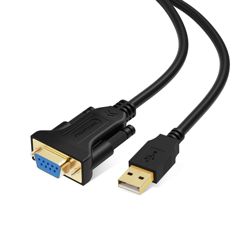 USB to RS232 Serial Adapter (FTDI Chip), CableCreation 10 Feet USB to DB9 Female Converter Cable for Windows 10, 8.1, 8, 7, Vista, XP, 2000, Linux and Mac OS X, macOS, 3 Meters / Black 10FT