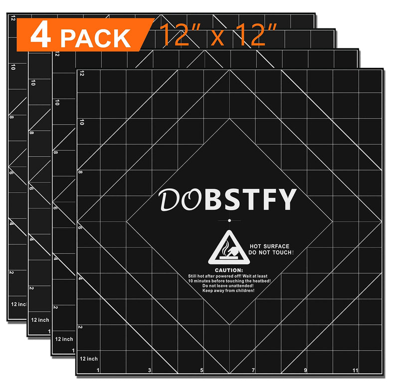 3D Printing Build Surface, 3D Printer Heat Bed Platform Sticker Sheet, 12" x 12" Square with Premium Adhesive for CR-10 / CR-10S 3D Printers 310X310MM (Pack of 4) 310x310mm (Pack of 4)