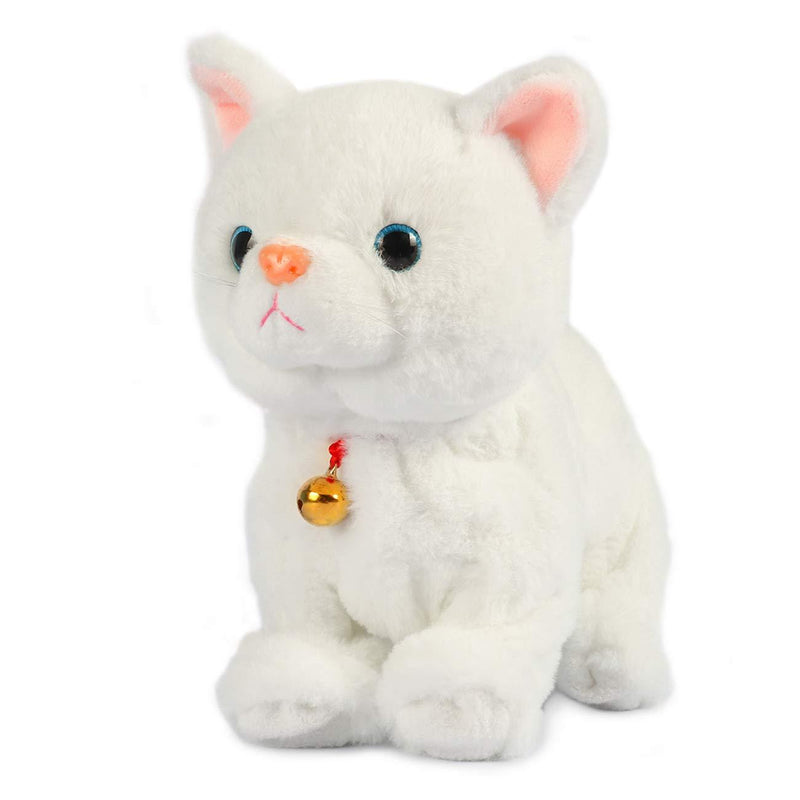Smalody Interactive Plush Toys, Novelty Sound Control Electronic Cat Electronic Pets Robot Cat Gift for Children (White) White
