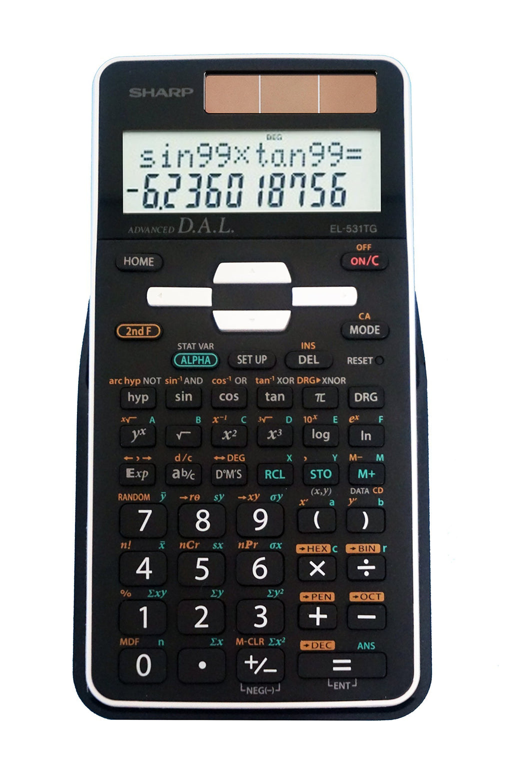 Sharp EL-531TGBBW 12-Digit Scientific/Engineering Calculator with Protective Hard Cover, Battery and Solar Hybrid Powered LCD Display, Great for Students and Professionals, Black,Black and White Black and White