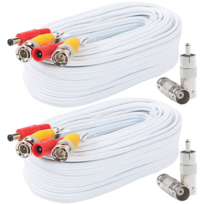 Postta BNC Video Power Cable (2 Pack 30 Feet) Pre-Made All-in-One Video Security Camera Cable Wire with Four Connectors for CCTV DVR Surveillance System 30 FT 2 Pack